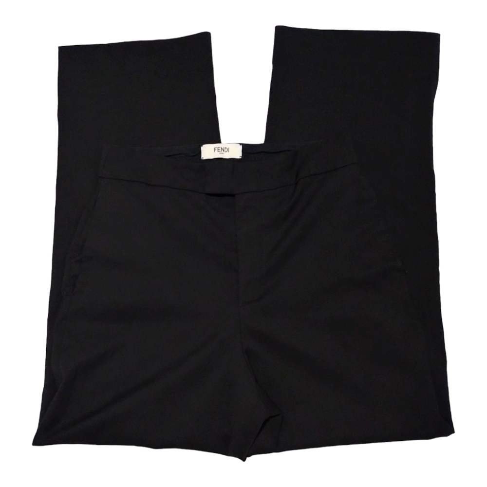 FENDI Wool Blend Slit Wide Leg Flat Front Trouser High Rise Pants - Picture 7 of 7